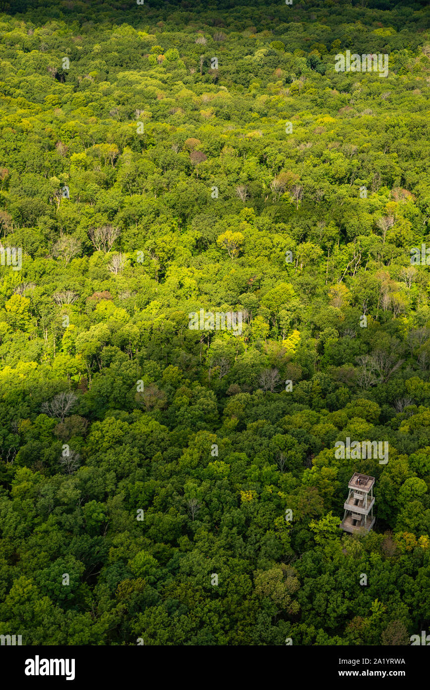 Aerial photograph of the Parnell Tower and Kettle Moraine State Forest
