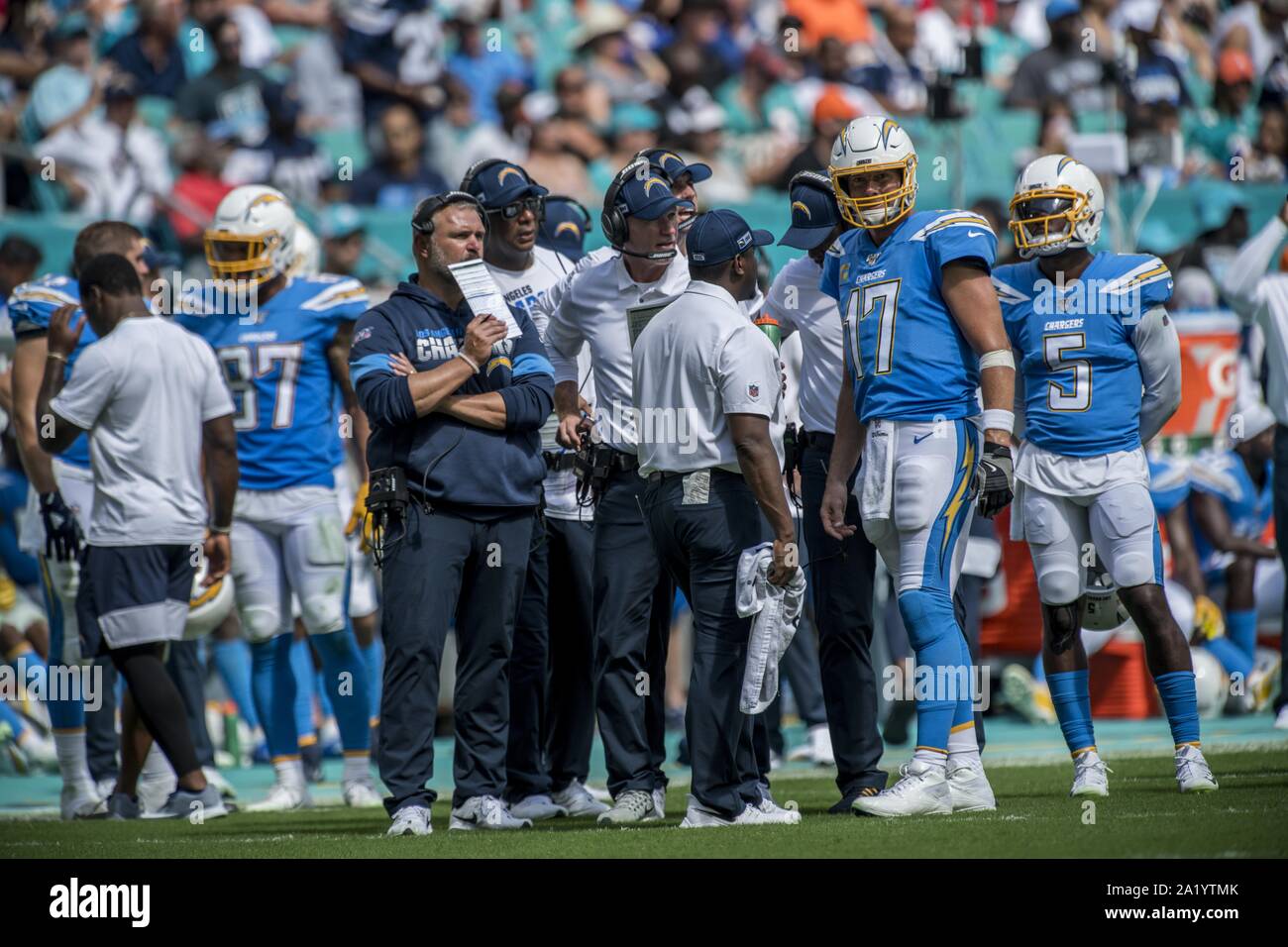 Miami, Florida, USA. 29th Sep, 2019. 17 Philip Rivers during the Miami Dolphins v Los Angeles Chargers on September 29, 2019 Credit: Dalton Hamm/ZUMA Wire/Alamy Live News Stock Photo