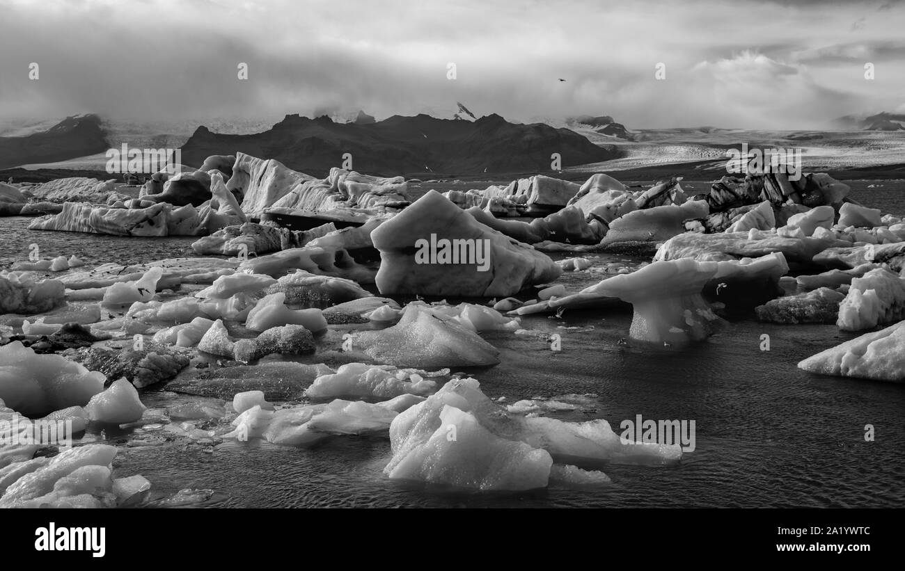 Floating ice in Jökulsárlón Glacier Lagoon in Iceland. Stock Photo