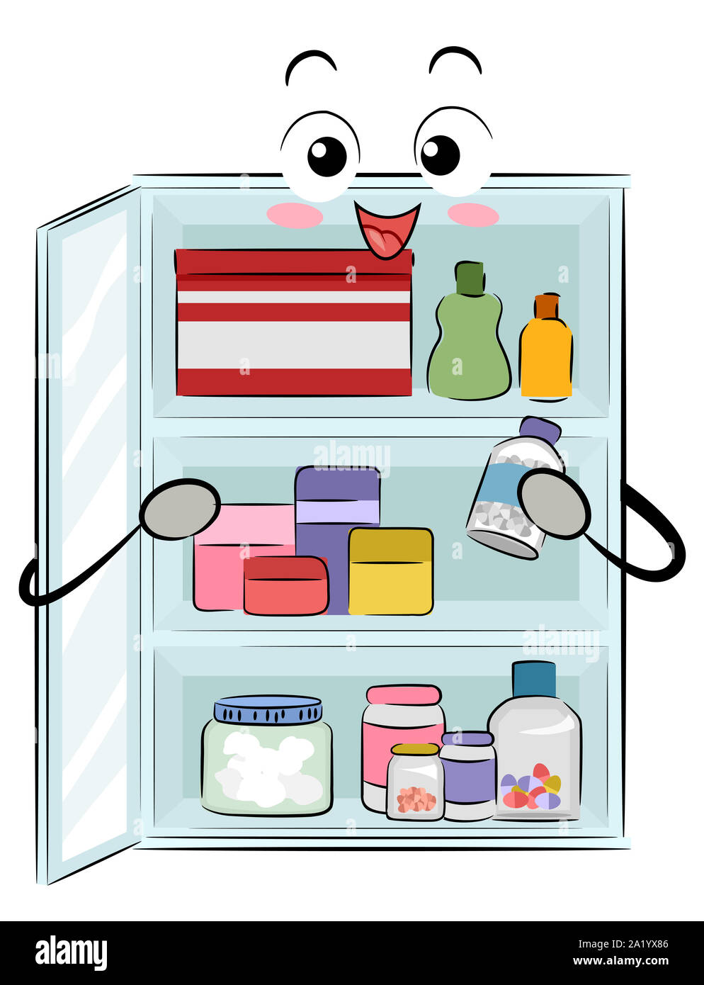 https://c8.alamy.com/comp/2A1YX86/illustration-of-a-medicine-cabinet-mascot-placing-medical-supplies-for-organization-2A1YX86.jpg