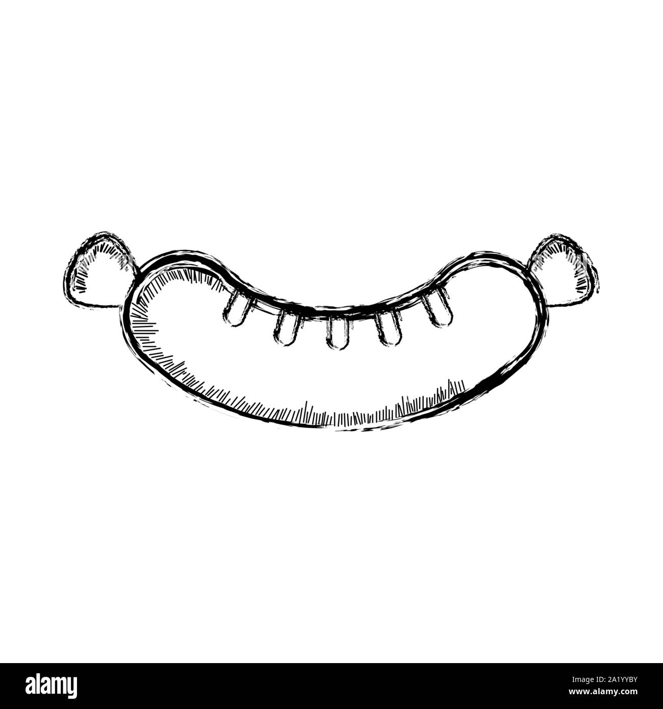 Isolated retro sketch of a sausage Vector illustration Stock Vector