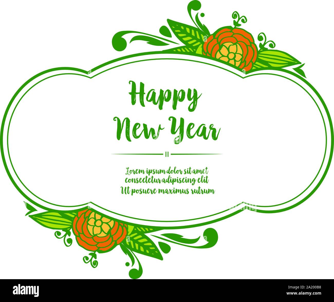 Template design of card happy new year, with pattern of colorful flower ...
