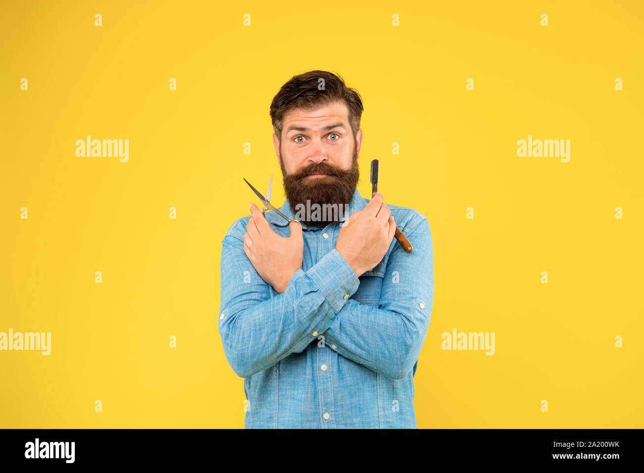 Retro Barbershop Hipster With Tools Designing Haircut Fresh