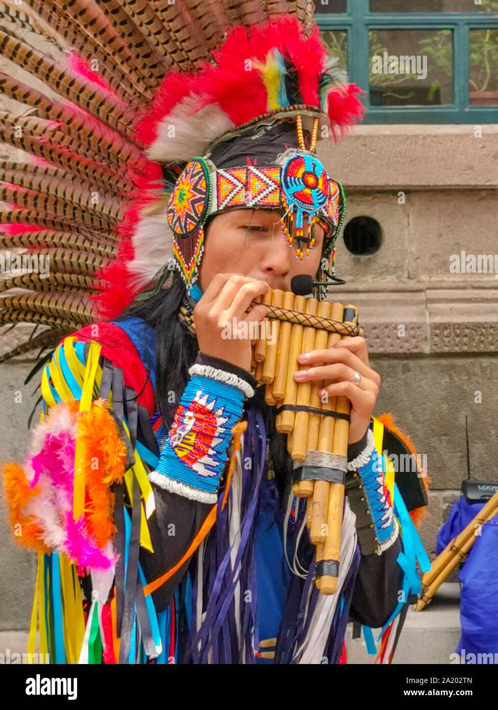 Quito, Ecuador, September 29, 2019: Music indigenous street performers