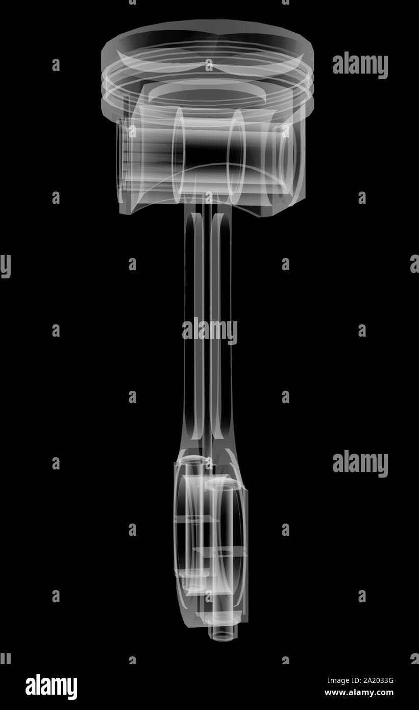 Piston XRay style. Isolated on black background. 3D illustration Stock
