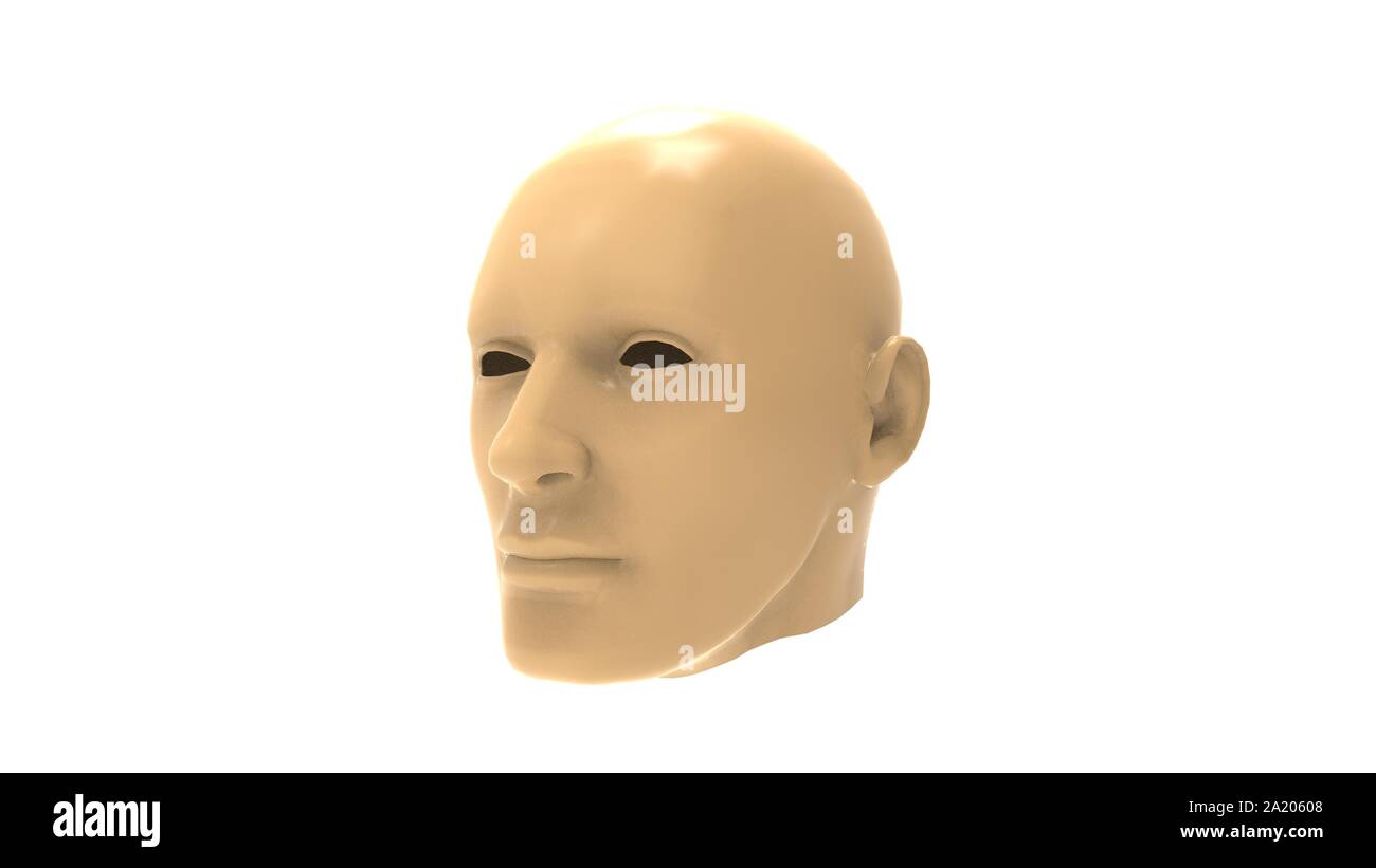 Male Mannequin Head Isolated White Background Render Stock Photo