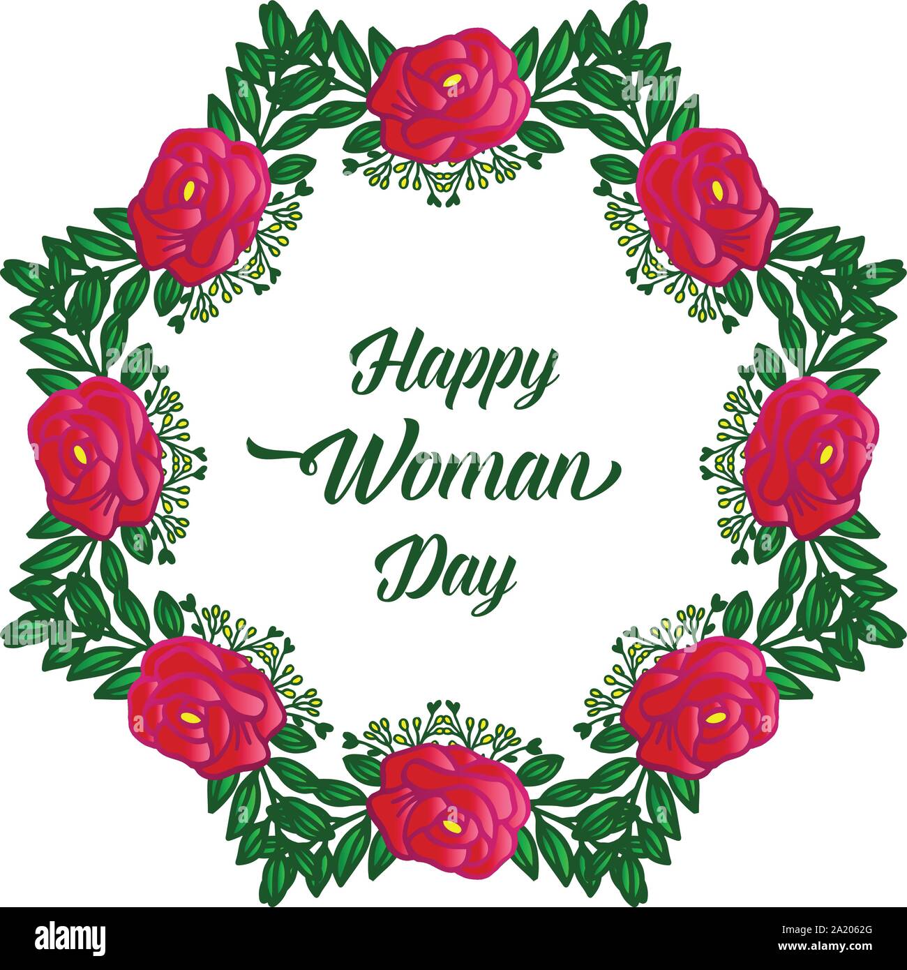 Poster Or Banner Happy Woman Day With Abstract Red Rose Flower