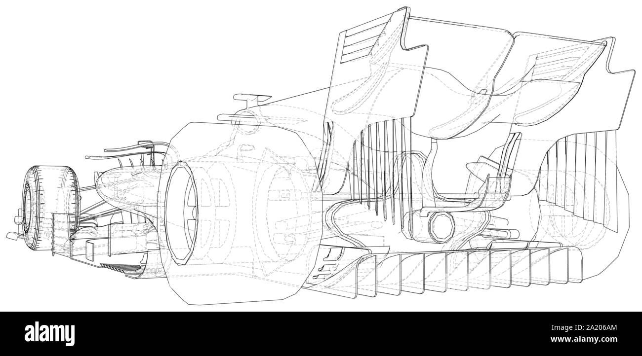 Racing car. Wire-frame. EPS10 format. Vector rendering of 3d Stock ...