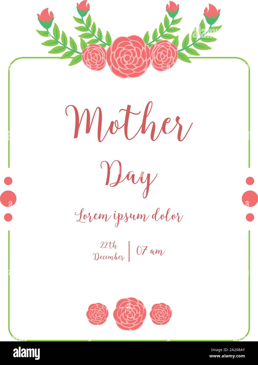 Invitation card happy mother day, with vintage rose flower frame ...