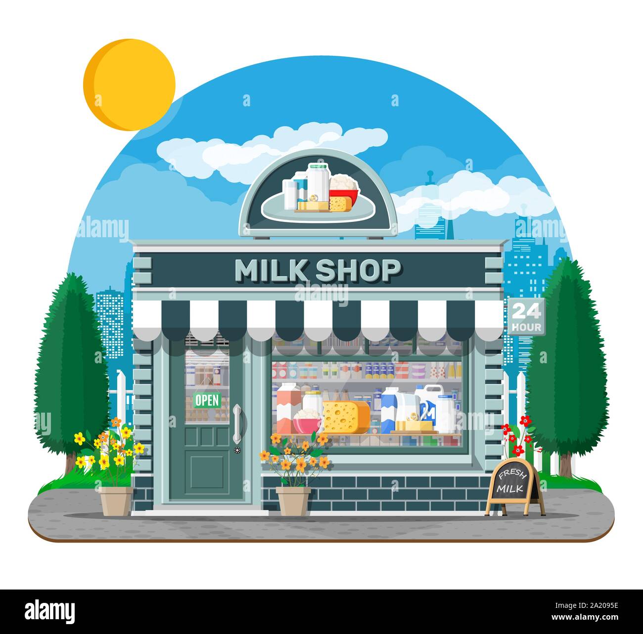 Dairy Store Or Milk Shop With Signboard Awning Stock Vector Image Art Alamy Dairy Store Or Milk Shop With Signboard Awning Stock Vector Image Art Alamy