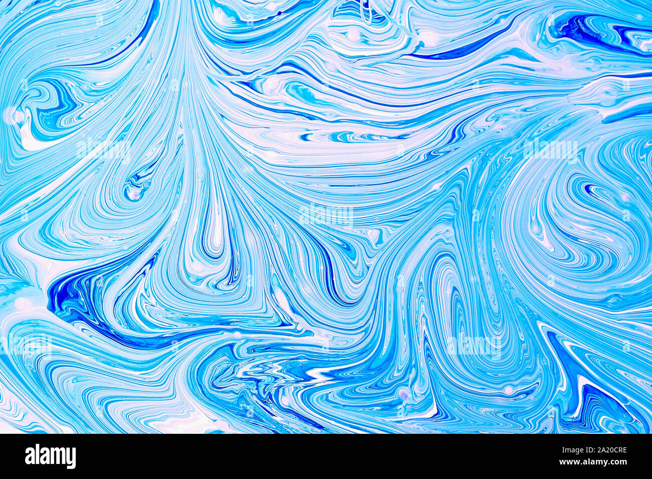 Liquid abstract art. Marble texture in blue. Abstract texture of liquid acrylic. Stock Photo