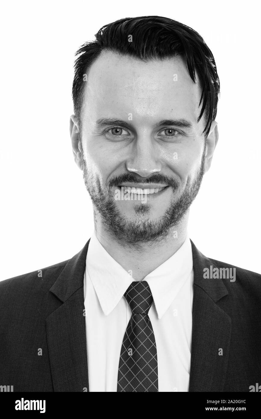 Studio portrait of young handsome man shot in black and white Stock ...