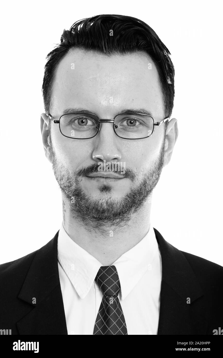 Studio portrait of young handsome man shot in black and white Stock ...