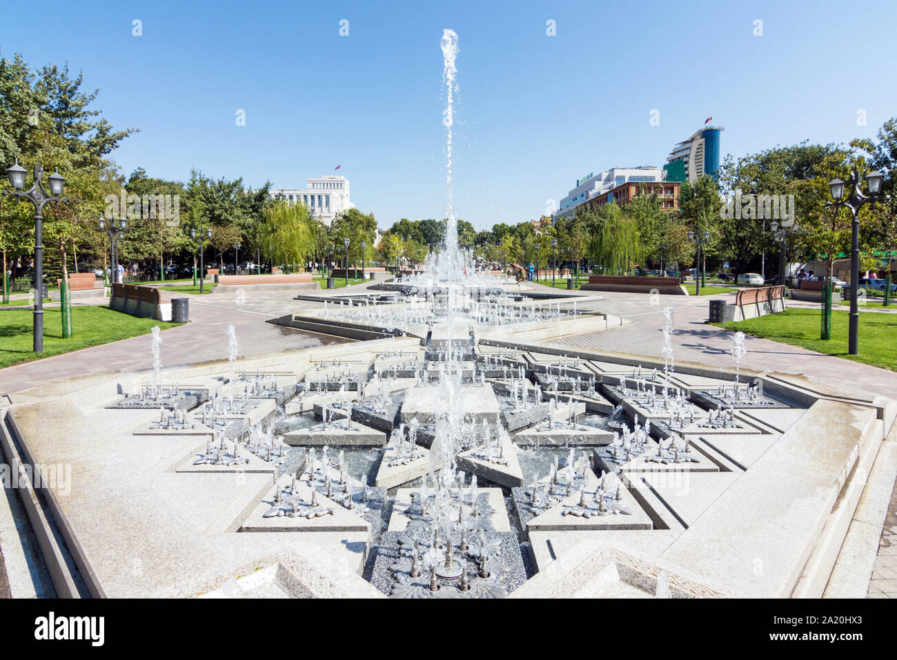 Fountains in Downtown Park, Yerevan, Armenia Stock Photo