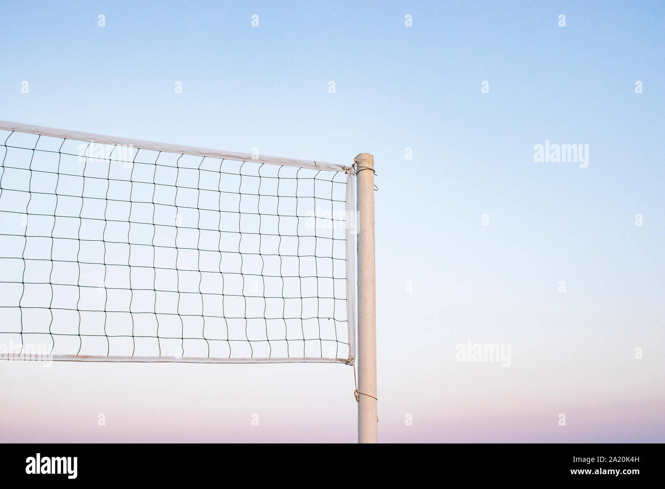 Beach volleyball net, summer vacation, sport concept. isolated sky background. Stock Photo