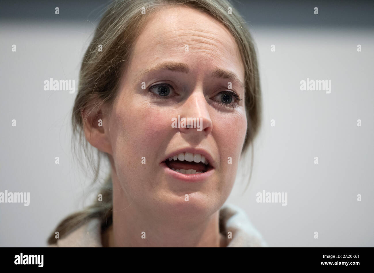 Manchester, UK. 30th September 2019. Georgia Berry, Chief of Staff to OVO Energy's CEO and founder, speaks at the Zeroc Campaign fringe event ZeroC: How market based mechanisms can get us to Net Zero, on day two of the Conservative Party Conference in Manchester. Credit: Russell Hart/Alamy Live News. Stock Photo