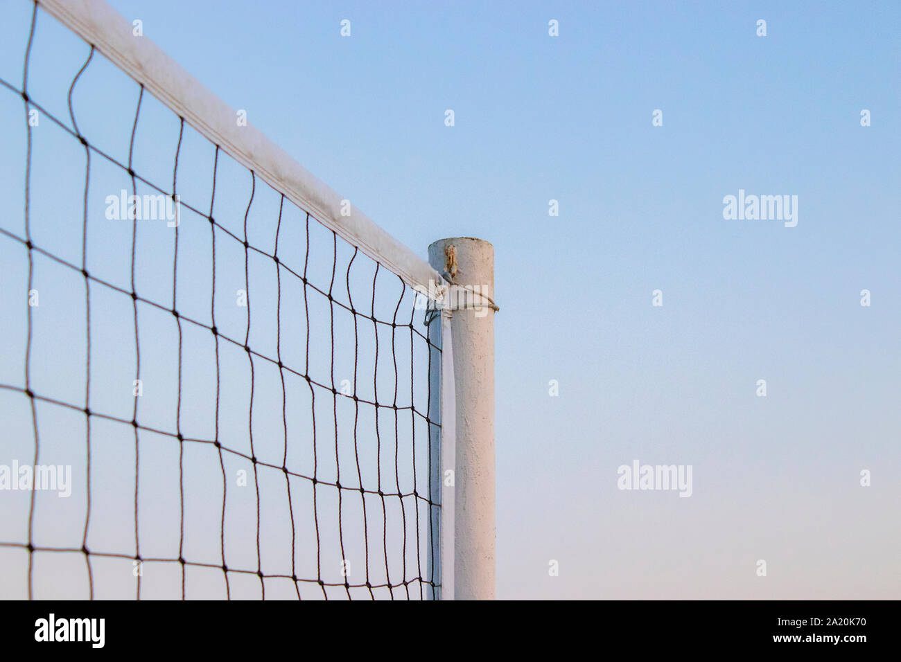 Beach volleyball net, summer vacation, sport concept. isolated sky background. Stock Photo