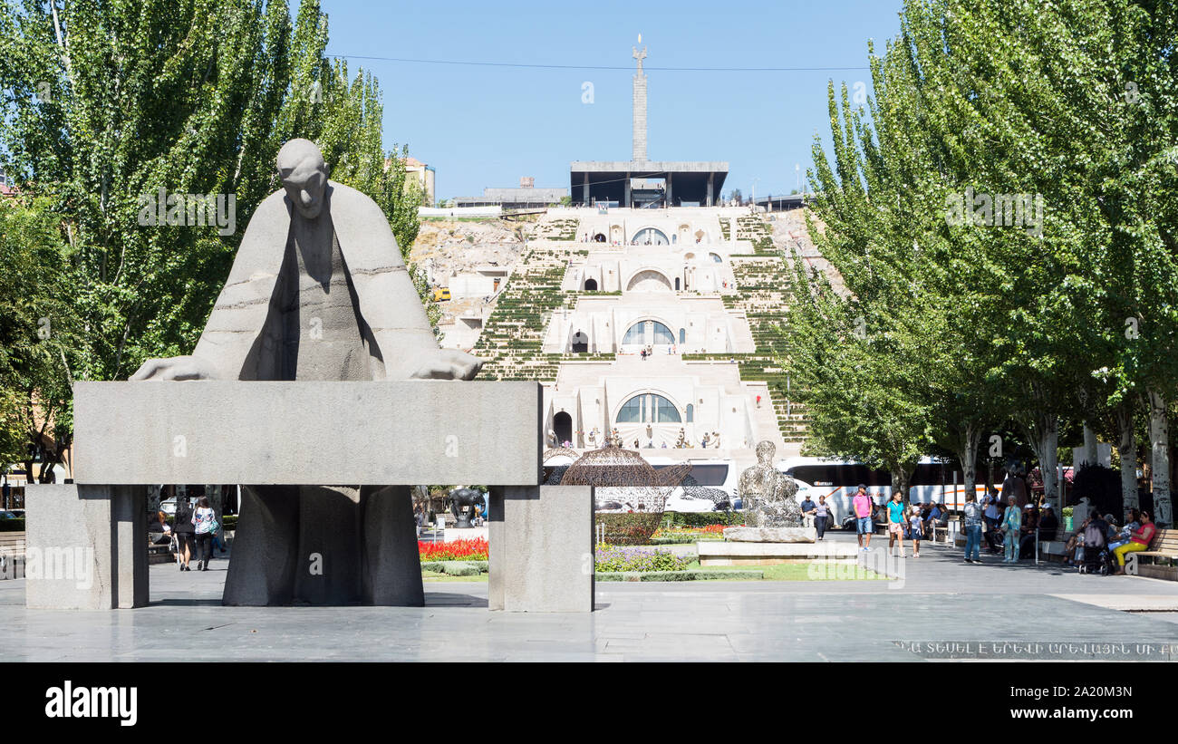 Monument to Alexander Tamanian by Artashes Hovsepyan, Yerevan Cascade, Yerevan, Armenia Stock Photo