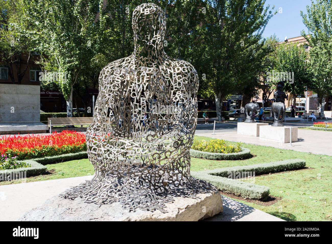 Shadows sculpture by Jaume Plensa, Cafesjian Center for the Arts, Yerevan Cascade, Yerevan, Armenia Stock Photo