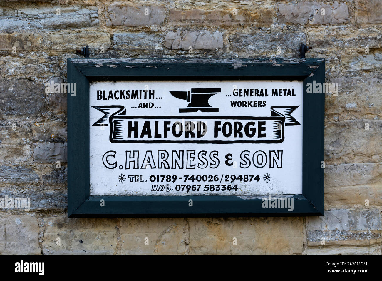 Halford village forge sign, Warwickshire, England, UK Stock Photo