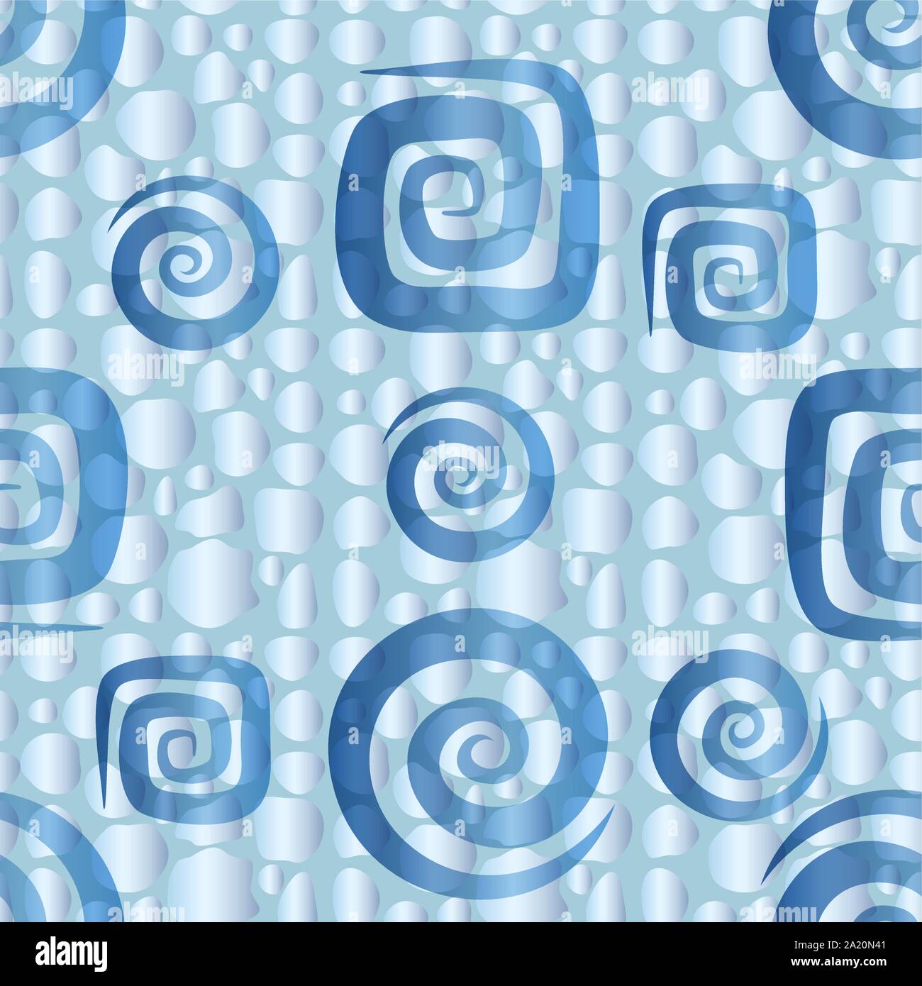 Seamless Abstract Background, Tile Pattern with Blue Spirals. Vector Stock Vector