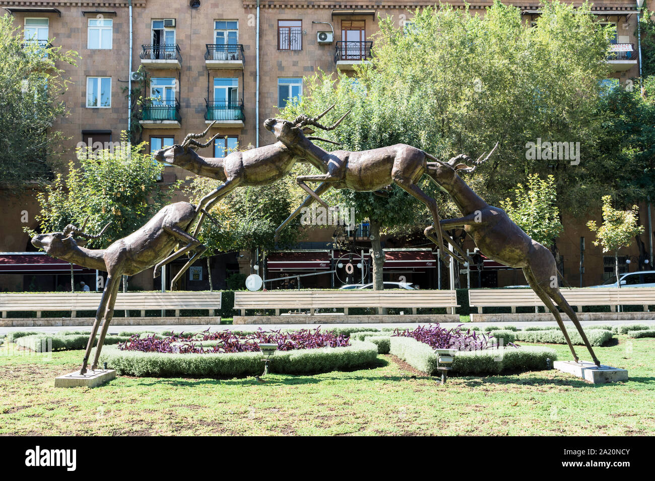 Jumping Antelope sculpture, Cafesjian Center for the Arts, Yerevan Cascade, Yerevan, Armenia Stock Photo