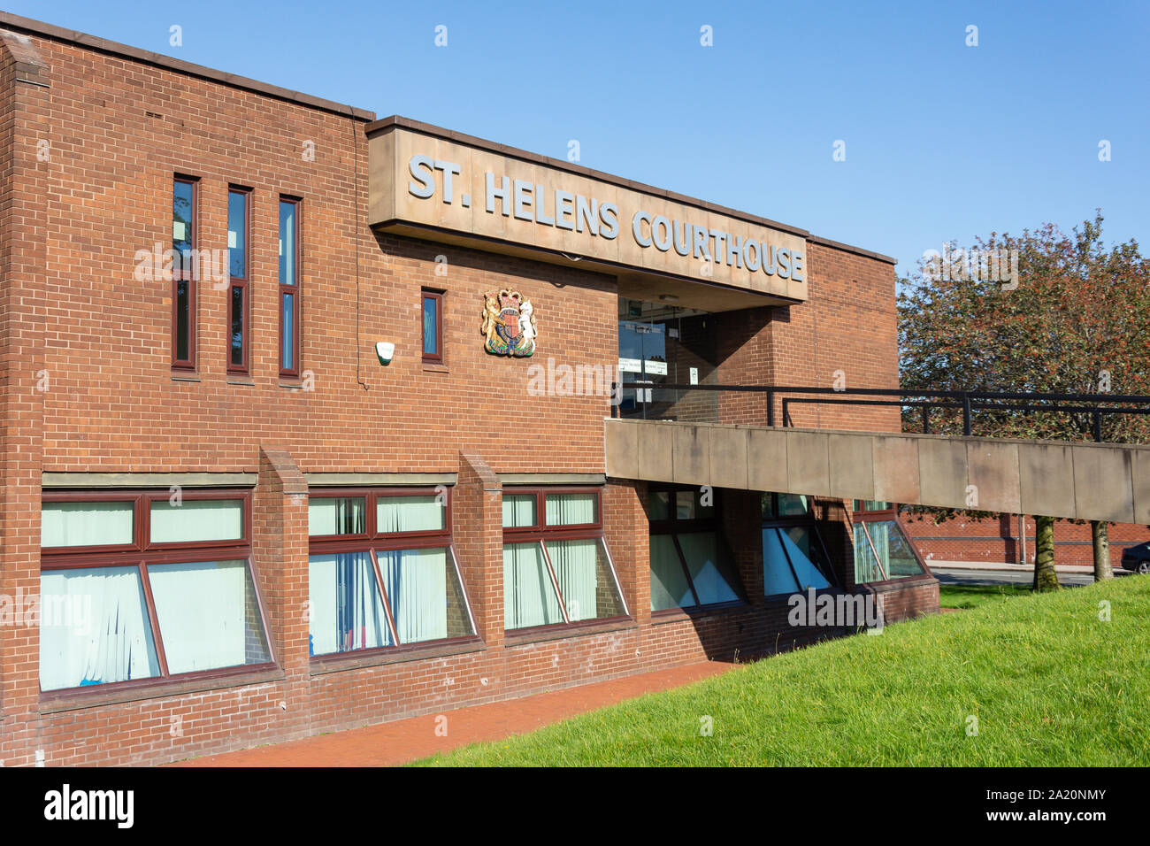 Entrance to St Helens Courthouse, Birchley Street, St Helens, Merseyside, England, United Kingdom Stock Photo