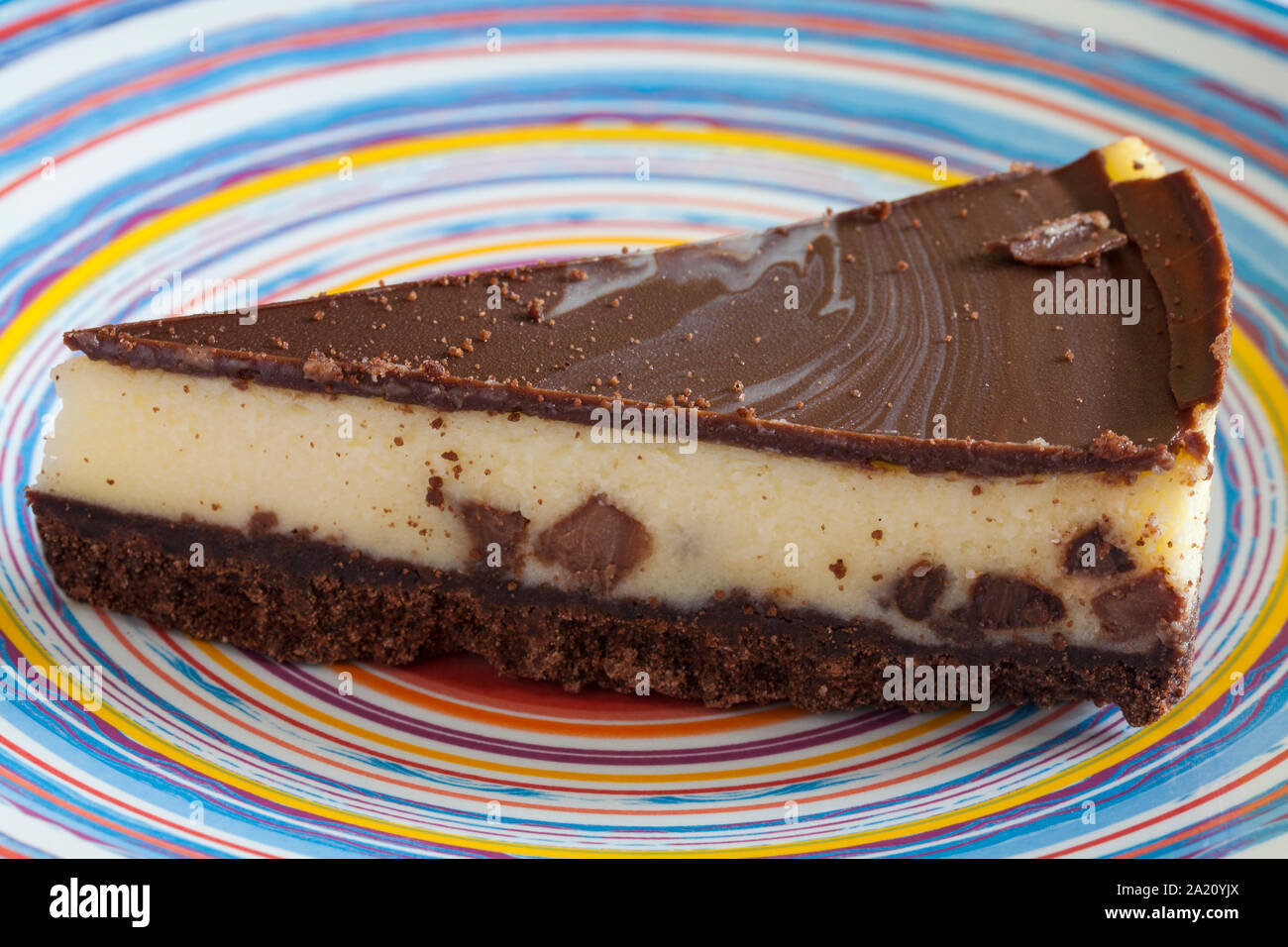 M S Triple Chocolate Cheesecake Slice On Plate Stock Photo Alamy