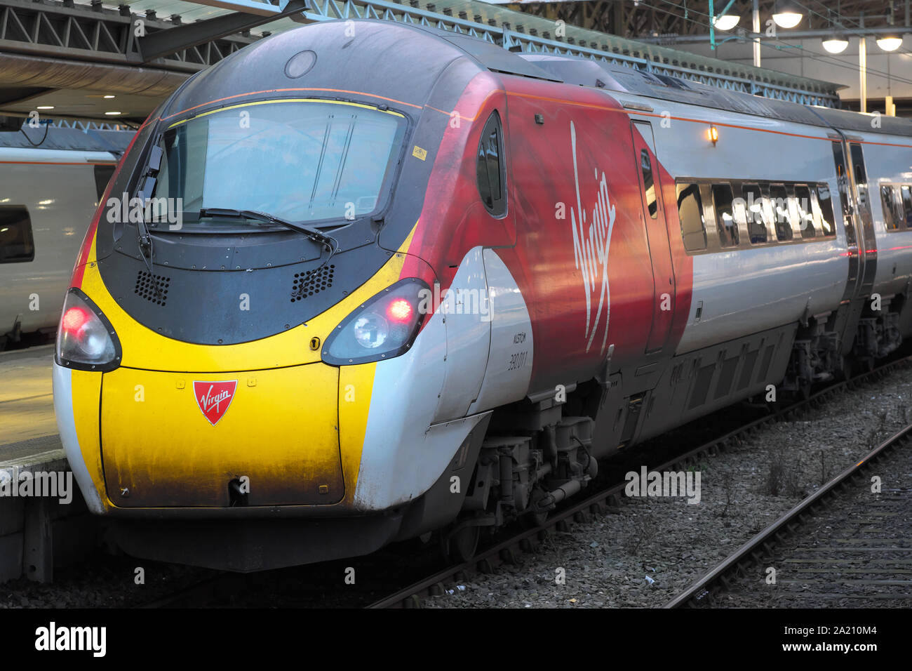 Virgin Trains class 309 Pendolino passenger train at Manchester Piccadilly station in 2019 Stock Photo
