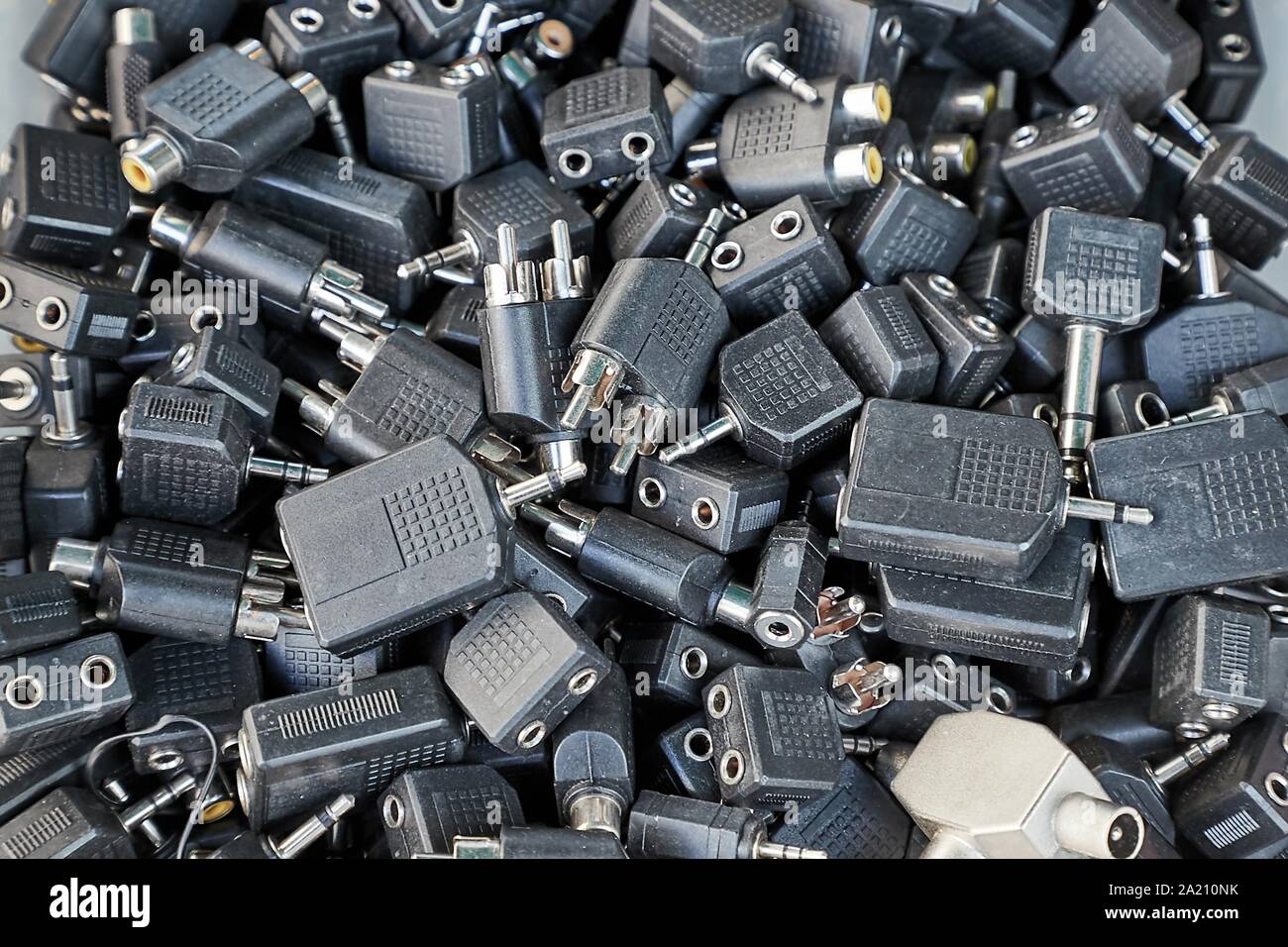 Audio Project Pile Audio adapters pile Stock Photo - Alamy