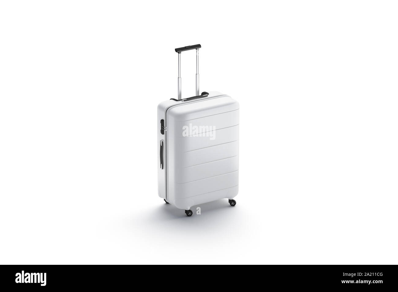 Blank white suitcase with handle mockup stand isolated Stock Photo Regarding Blank Suitcase Template