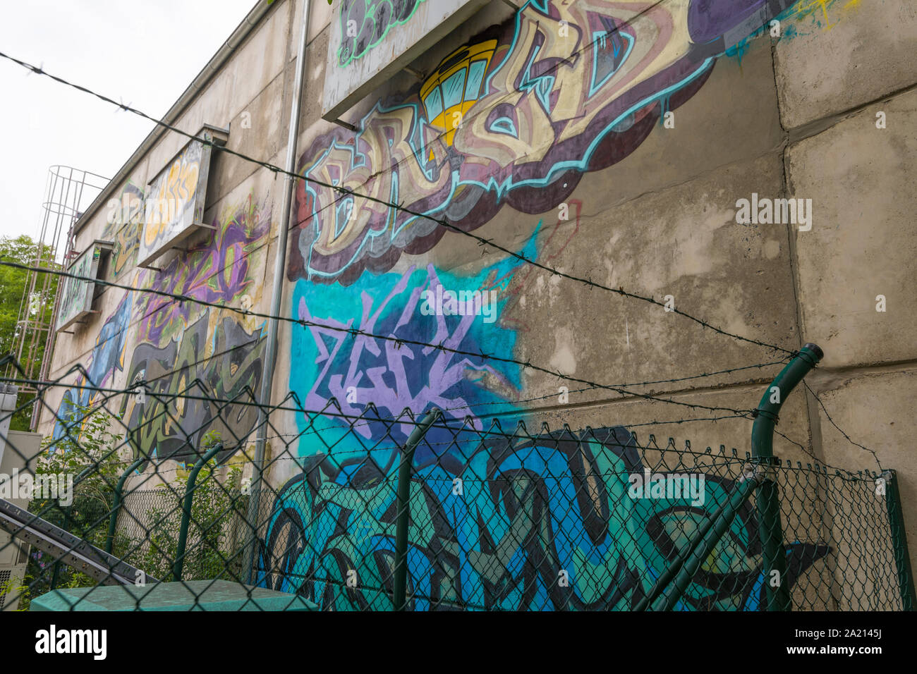 Graffiti art sprayed at a building in Germany Stock Photo