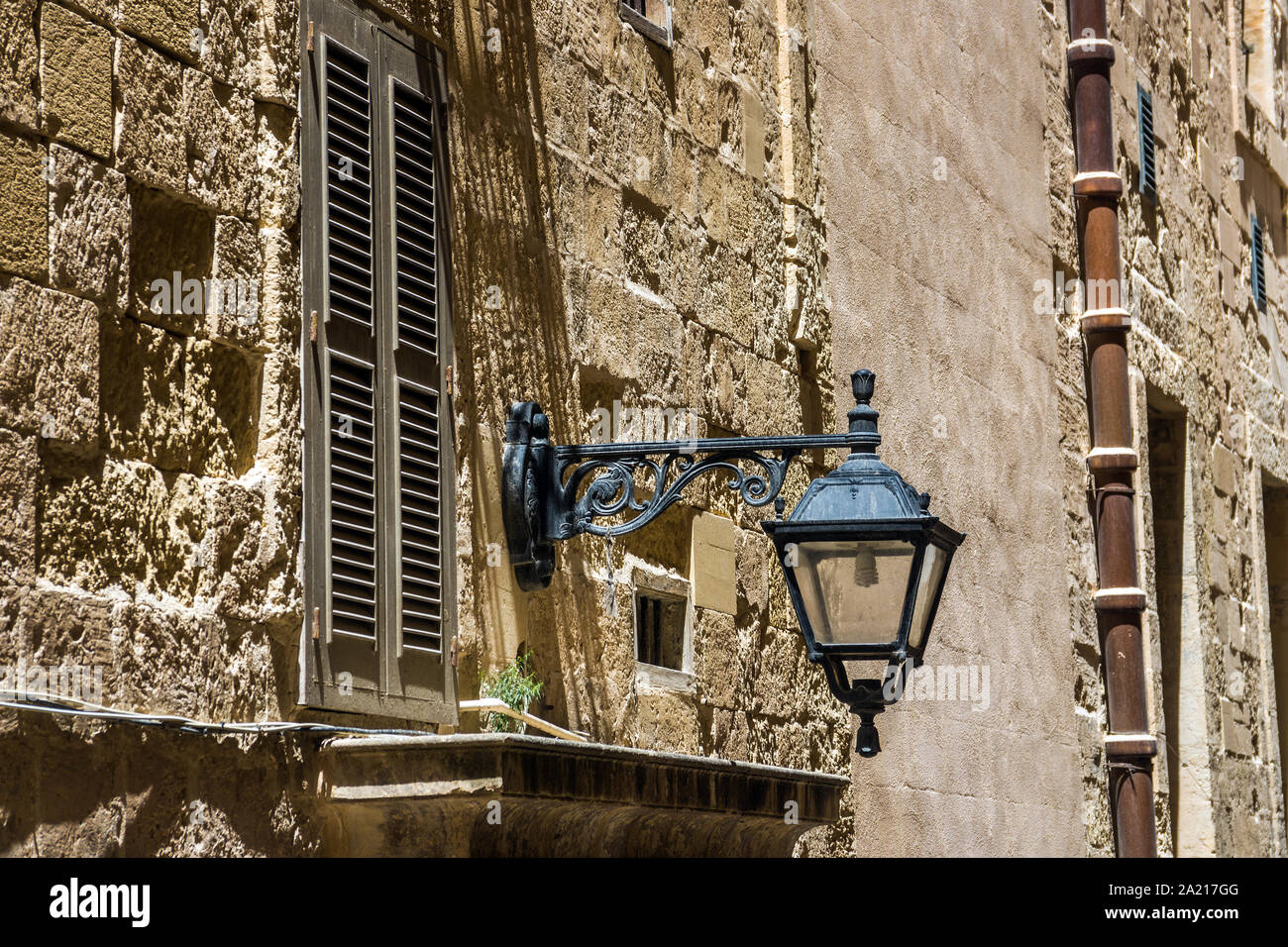 Lamp in a Maltese Street. stock photo Stock Photo Alamy