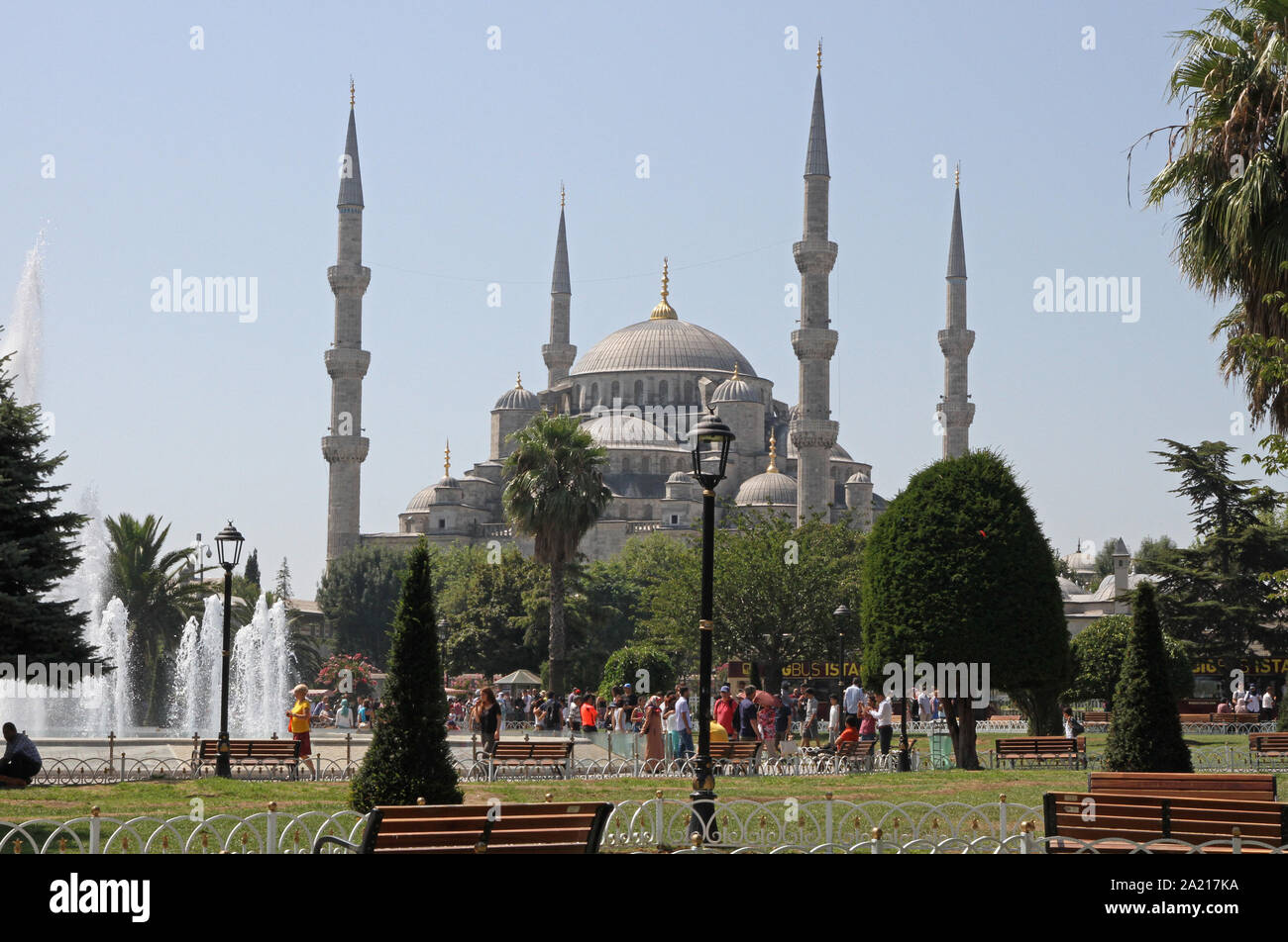 The Sultan Ahmed Mosque AKA Blue Mosque from Sultanahmet Square, Fatih ...