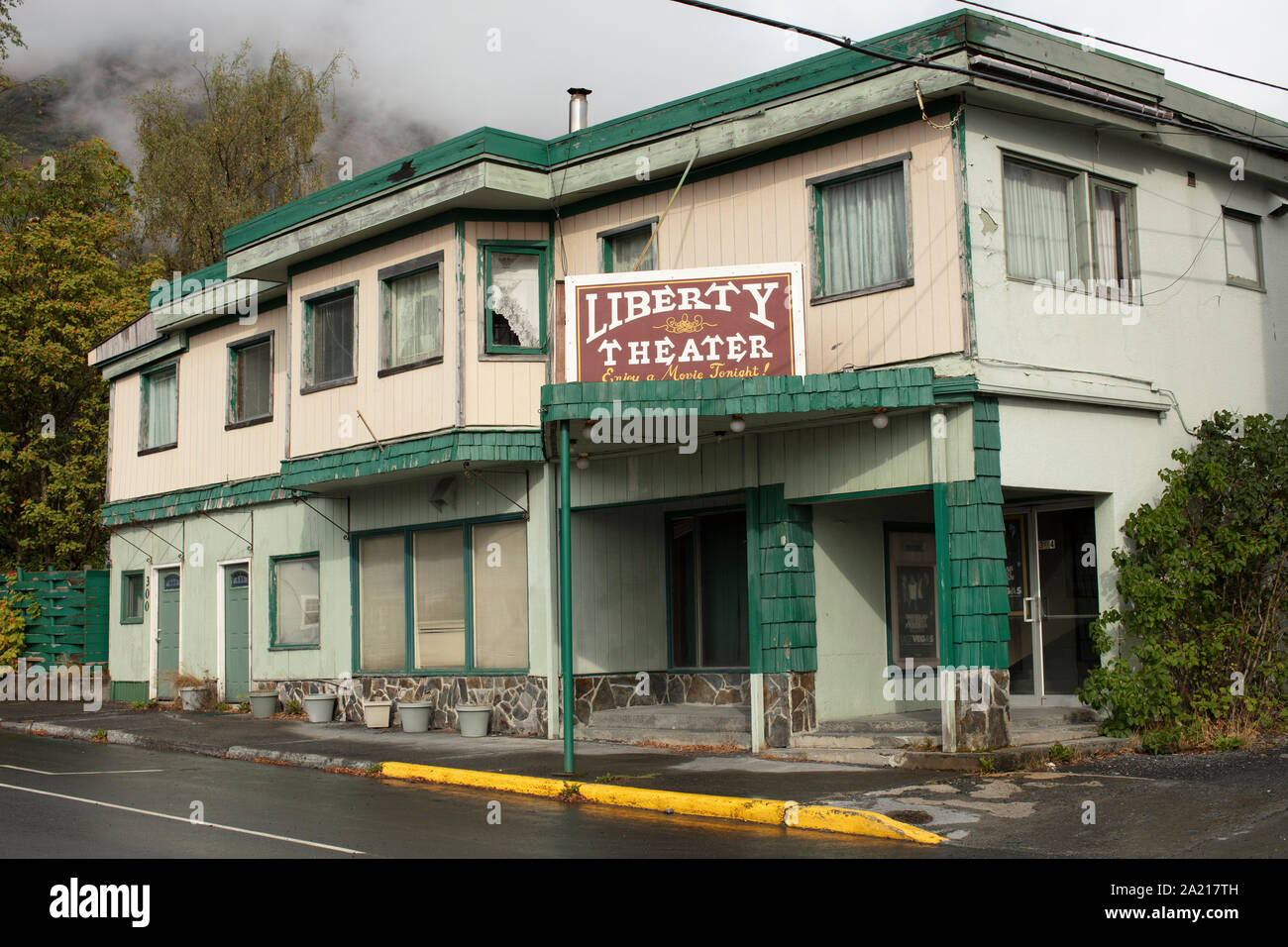 closed cinema in Seward, Alaska Stock Photo