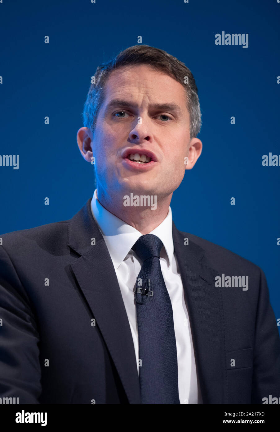 Manchester, UK. 30th Sep, 2019. Gavin Williamson, Secretary of State for Education and MP for South Staffordshire speaks at day two of the Conservative Party Conference in Manchester. Credit: Russell Hart/Alamy Live News Stock Photo