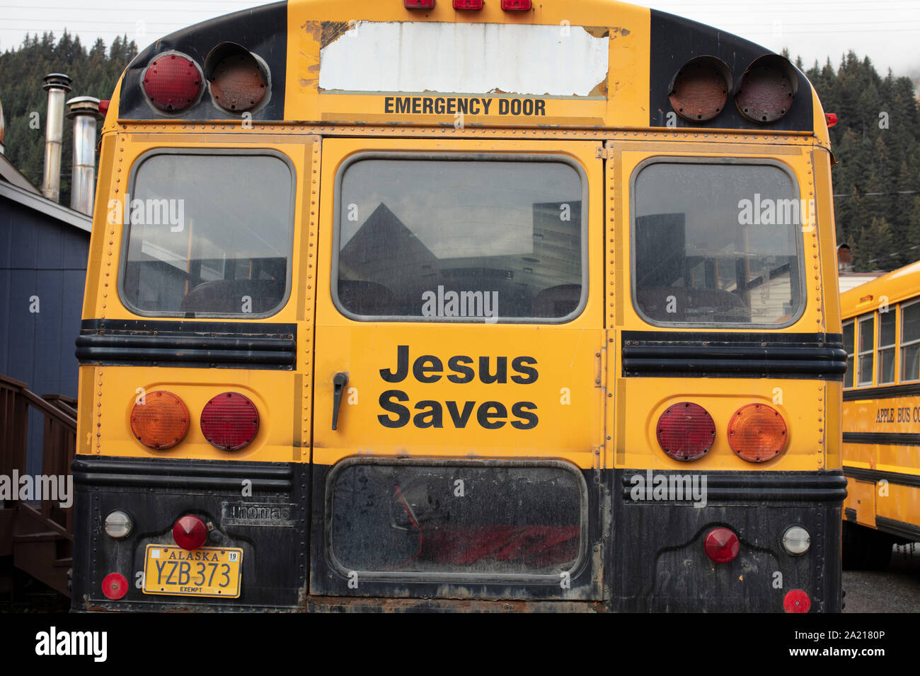 Yellow school bus Stock Photo