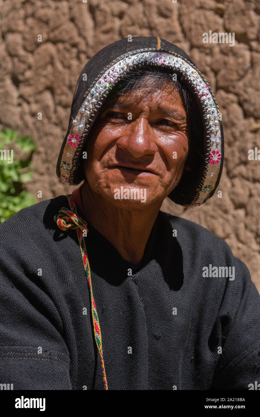 A touristic event in the indigenous village of Puka Puka near Tarabuco, meeting indigenous Quechuan people, Sucre, Bolivia, Latin America Stock Photo