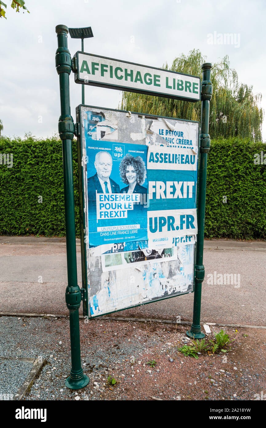 Frexit party European election poster, Saint-Omer, Pas de Calais, Hauts de France, France Stock Photo