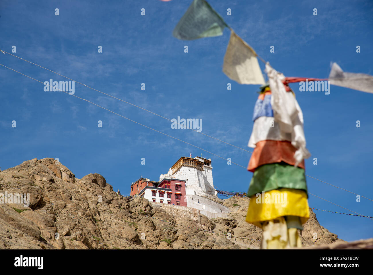 view at Maitreya temple near Leh in Ladakh, India Stock Photo