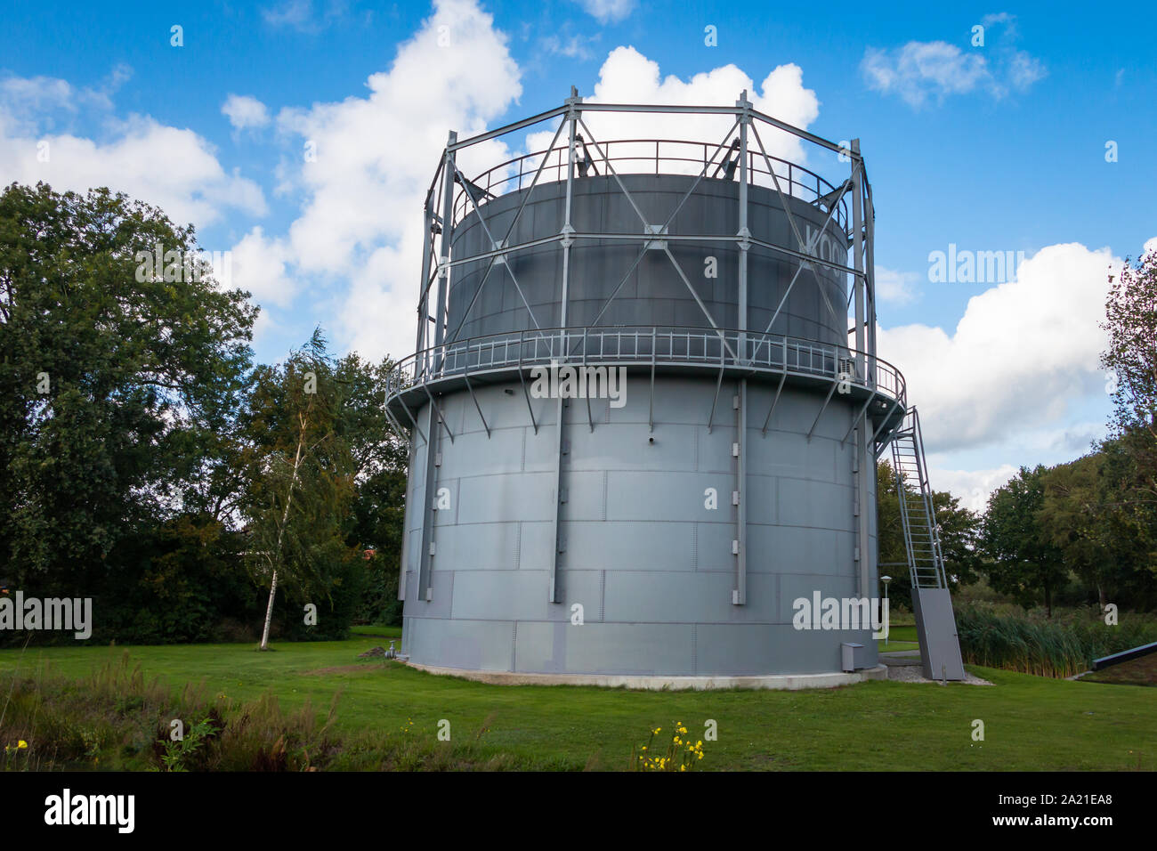 Complete renovated gas holder in the village Dedemsvaart province Overijssel, was a gas storage