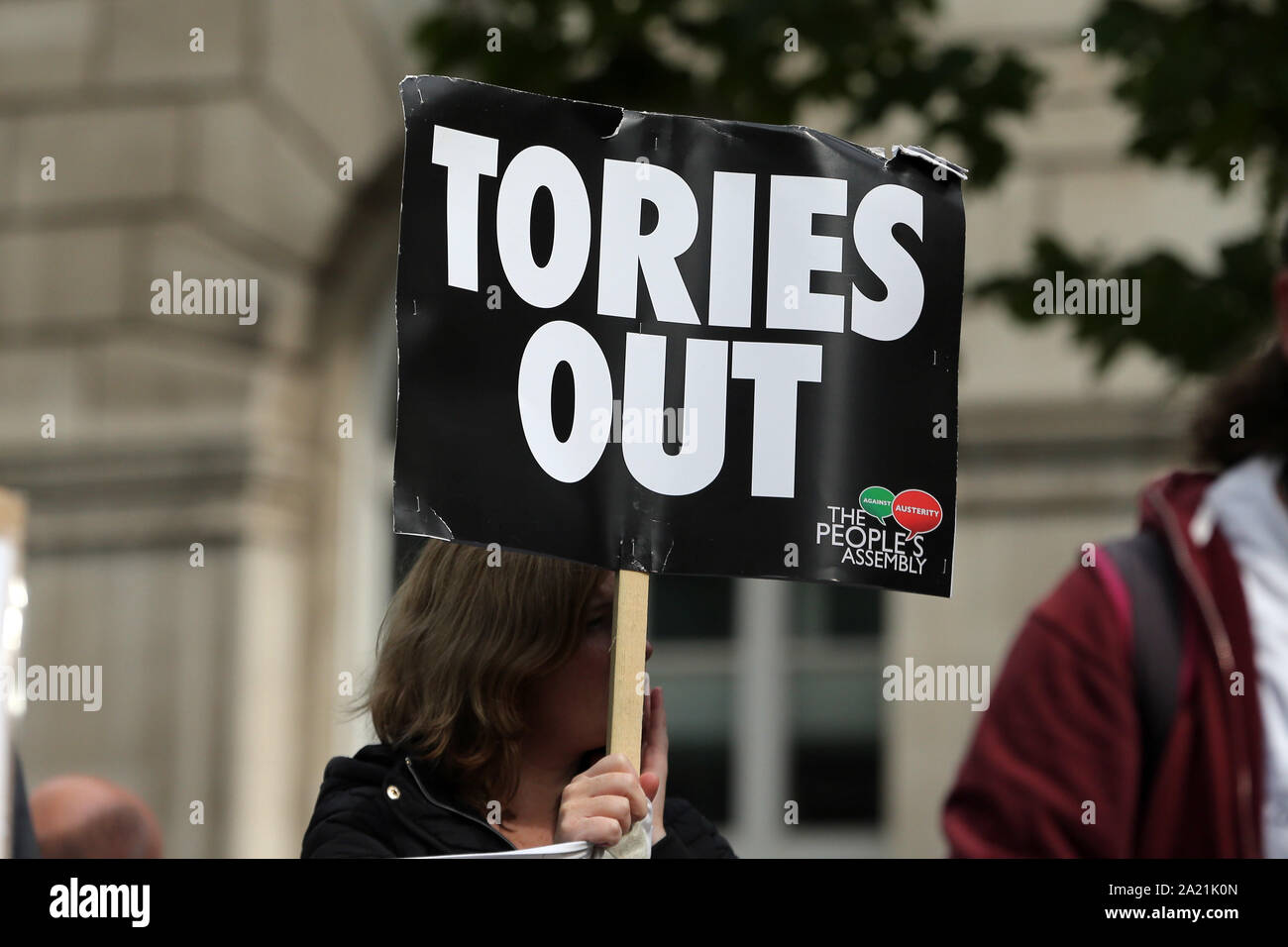 TORIES OUT SIGN, 2019 Stock Photo
