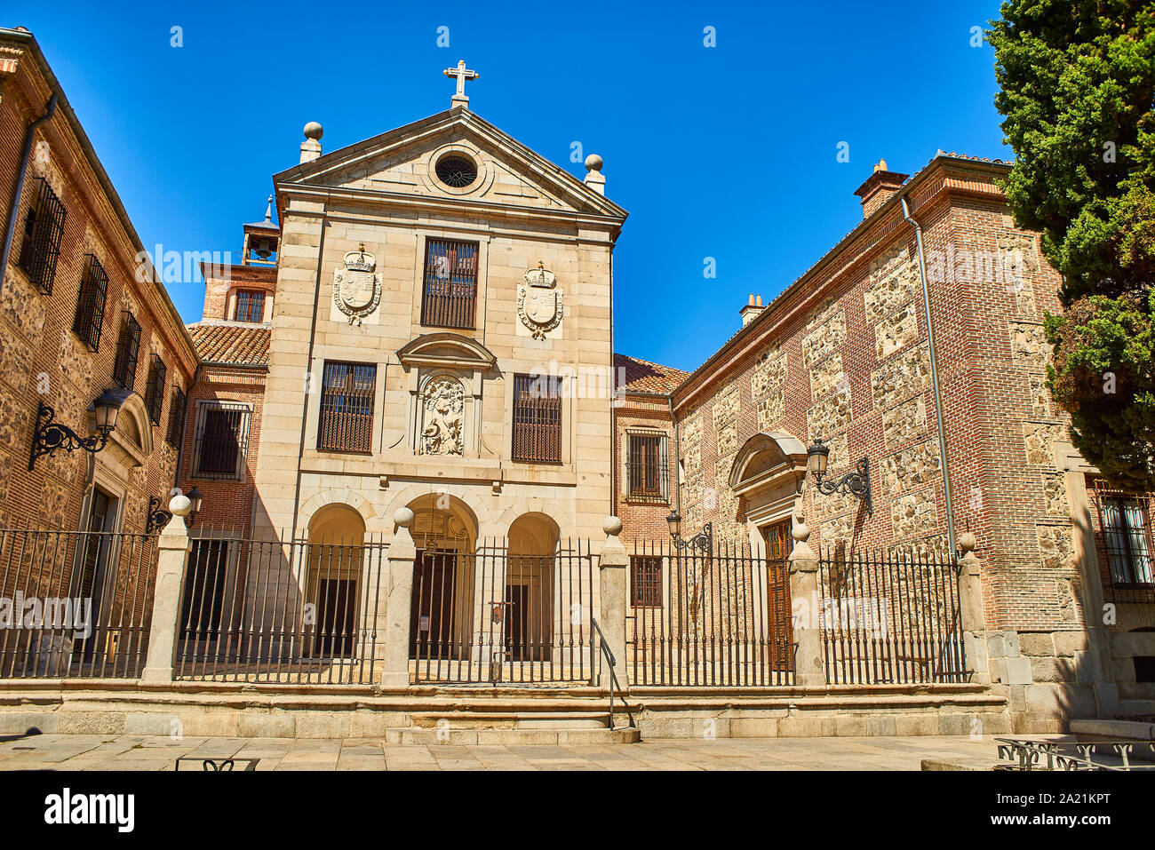 Principal facade of the Royal Monastery of La Encarnacion. View from Plaza de la Encarnacion square. Madrid, Spain. Stock Photo