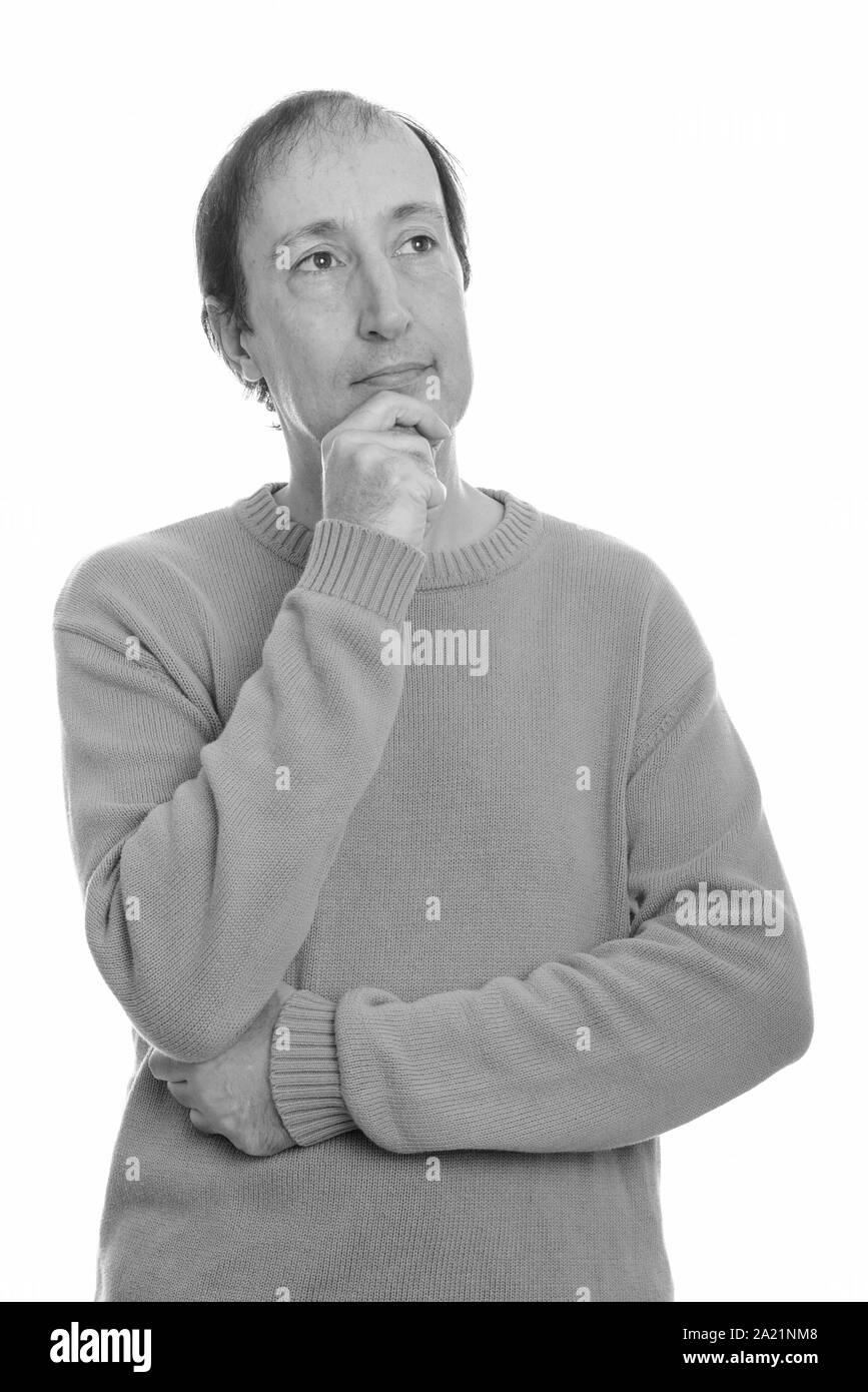 Portrait studio shot of mature man in black and white Stock Photo