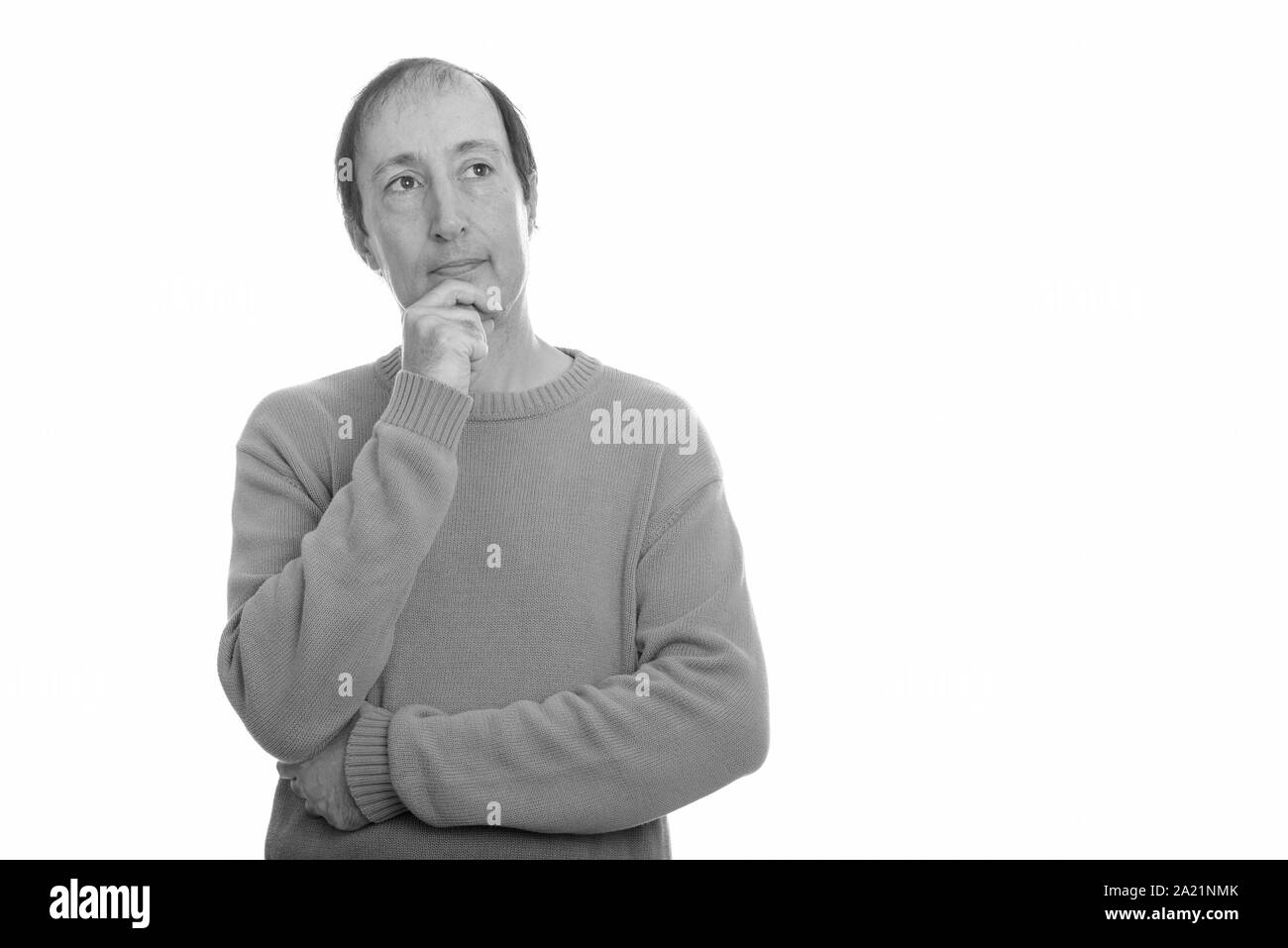 Portrait studio shot of mature man in black and white Stock Photo
