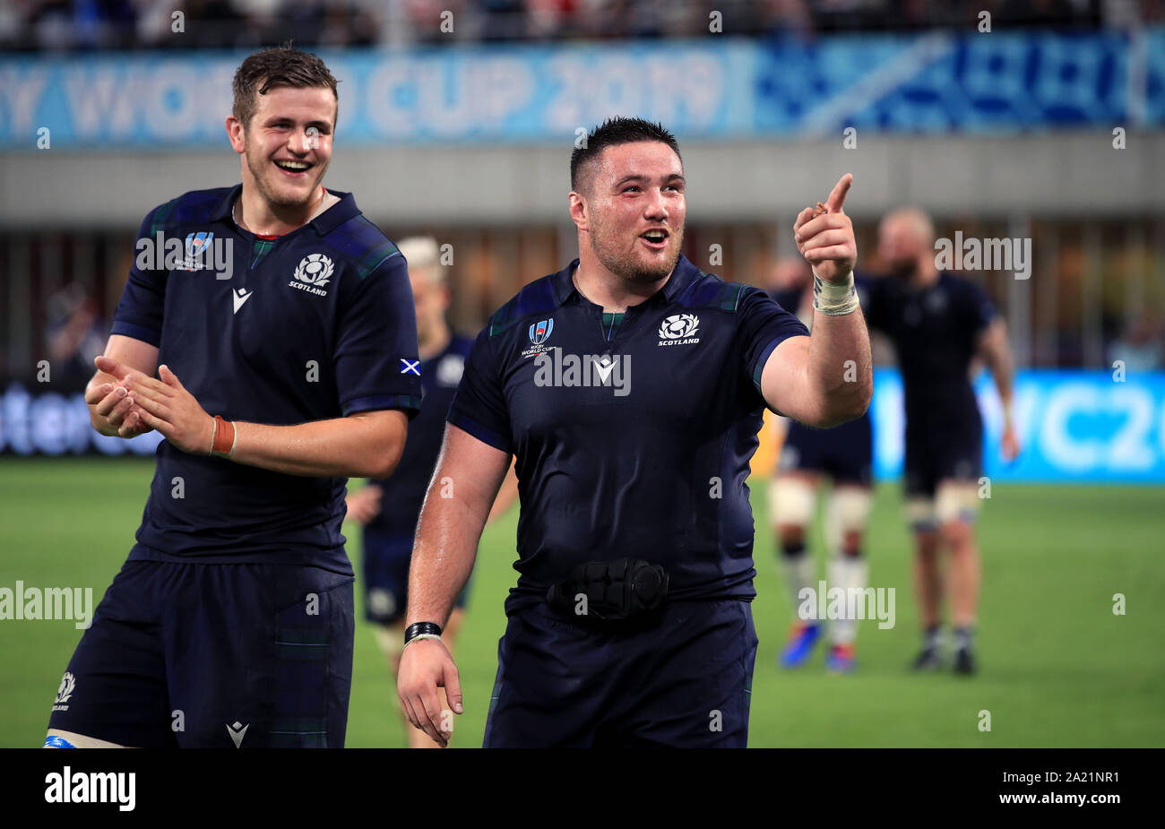 Scotland's Zander Ferguson (right) and Scott Cummings celebrate after