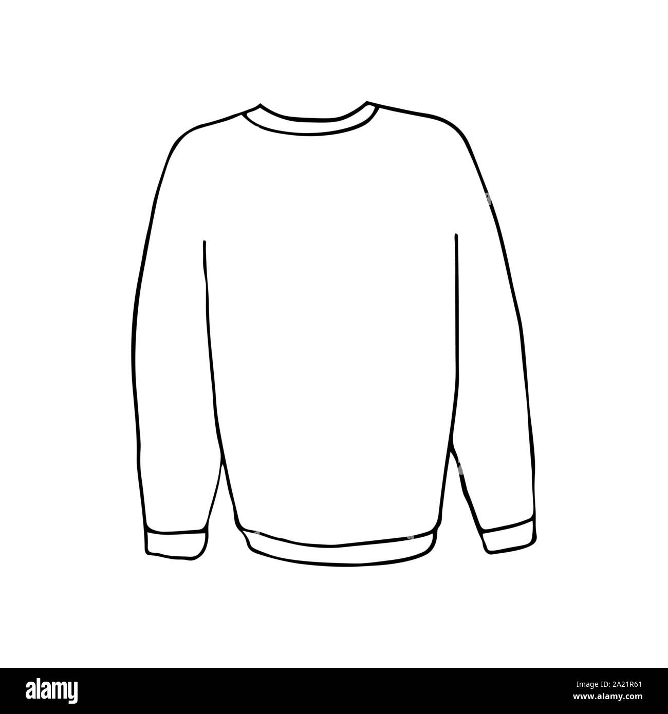 Sweater or pullover for winter or autumn. Black outline on white ...