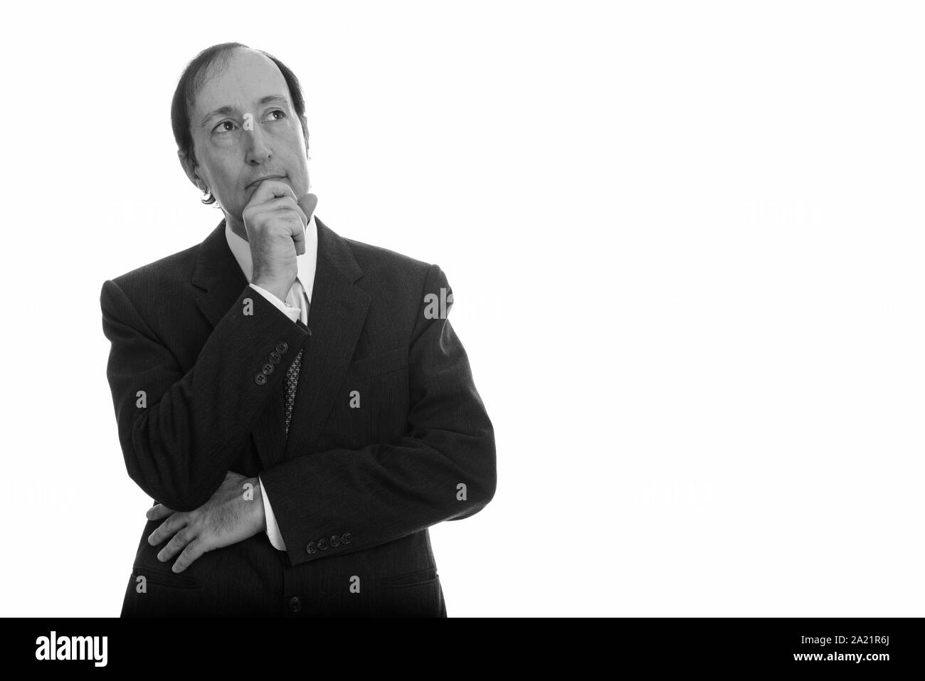 Portrait studio shot of mature man in black and white Stock Photo - Alamy