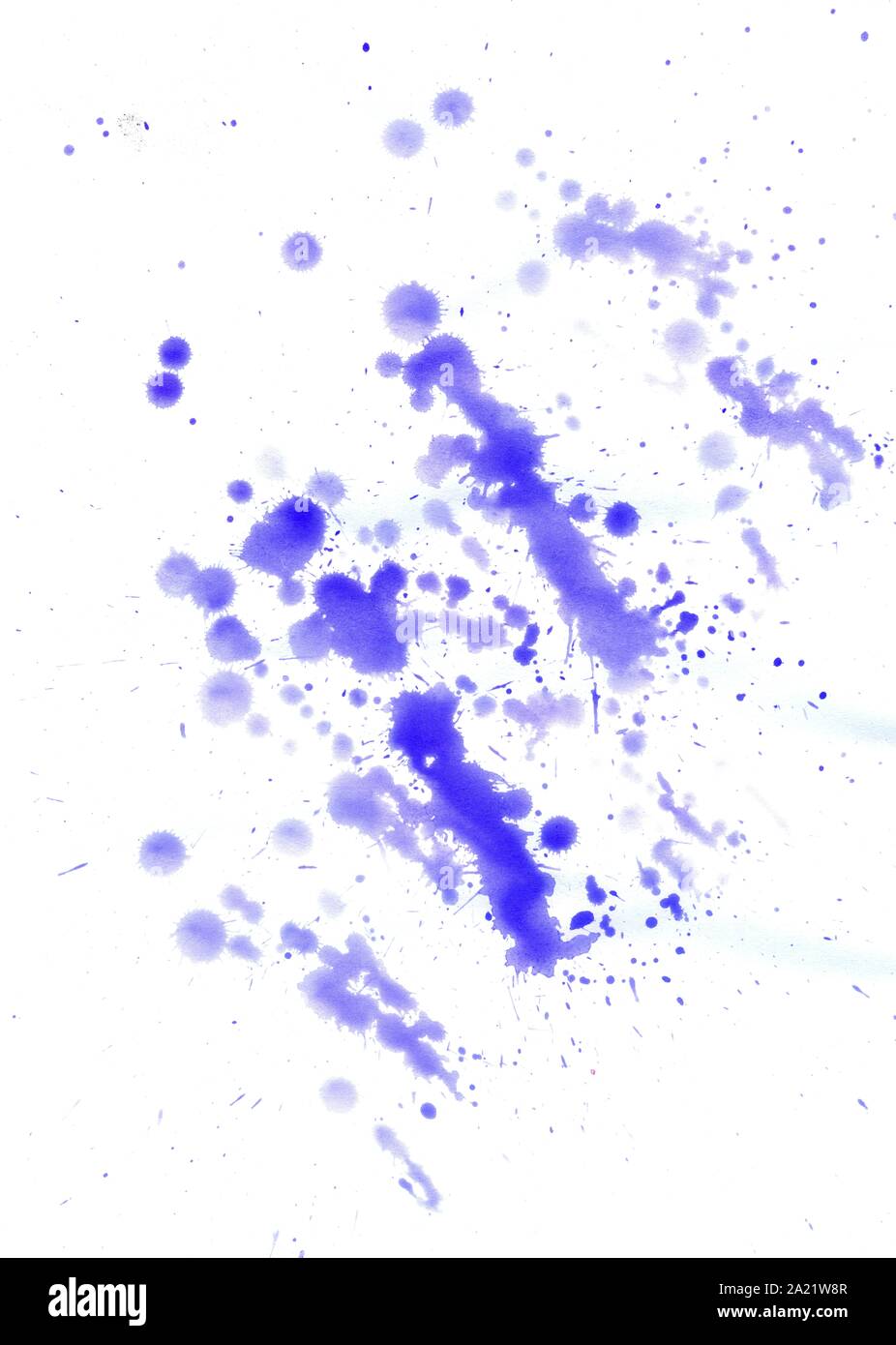 Abstract blue dried ink splashes or inkblots on white paper Stock Photo ...
