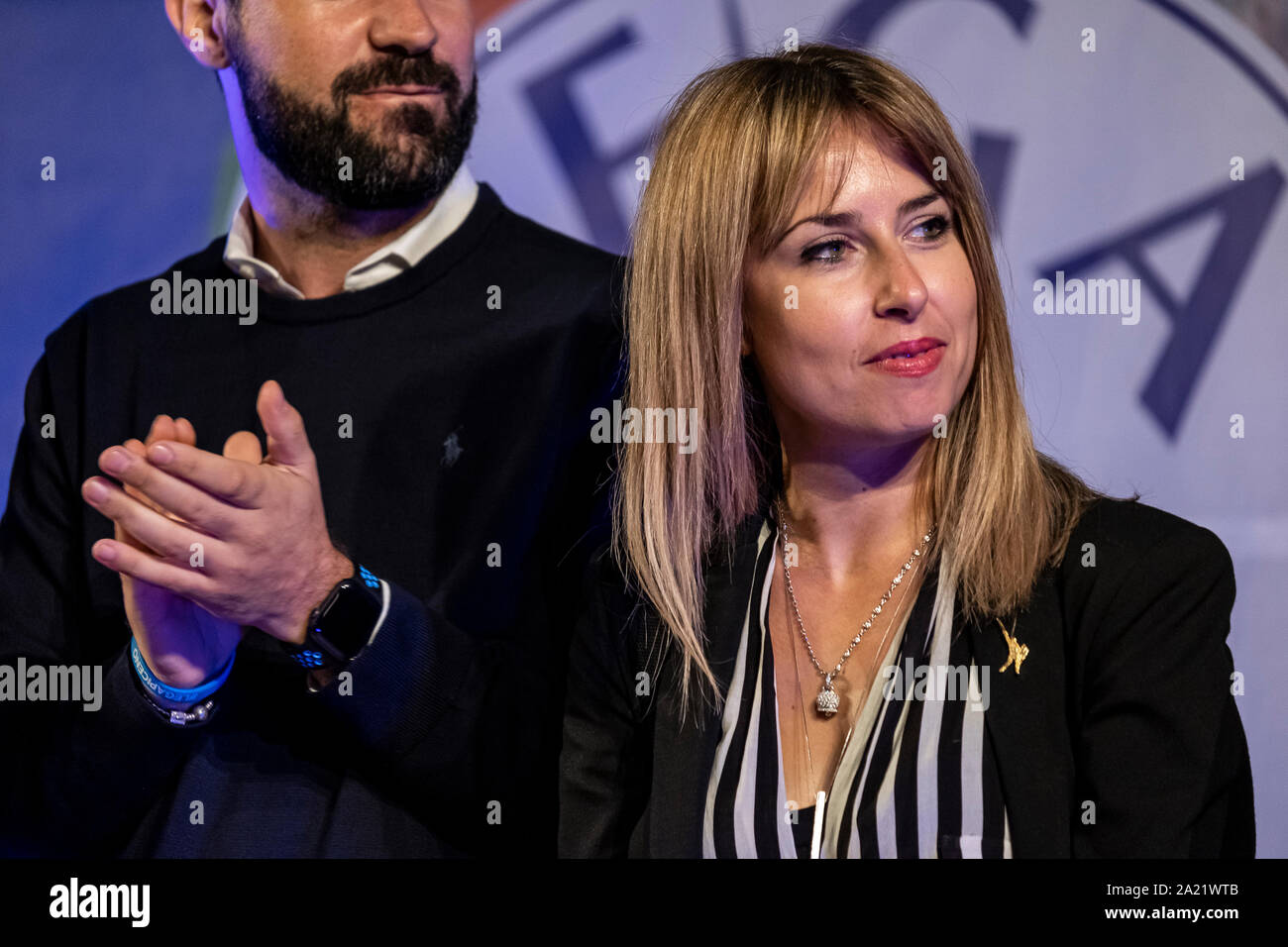 Ascoli Piceno, Italy. 29th Sep, 2019. The Lega party organized the regional conference for the Marche region in Ascoli Piceno. The secretary Matteo Salvini and various national figures of the party were present. | Giorgia Latini. (Photo by Andrea Vagnoni/Pacific Press) Credit: Pacific Press Agency/Alamy Live News Stock Photo